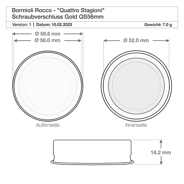 1000ml Glasflasche "Quattro Stagioni" mit Deckel