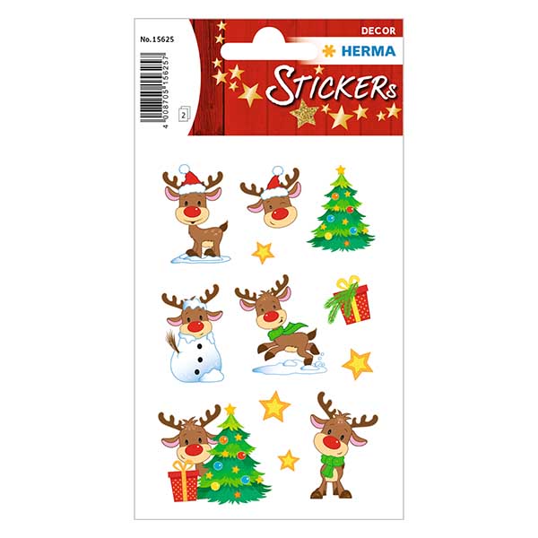 Sticker "Rudolph" (24 Aufkleber mit Glitzer)