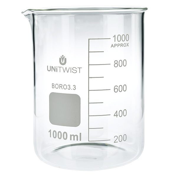 Becherglas 1000ml Borosilikat, niedrige Form UNiTWIST