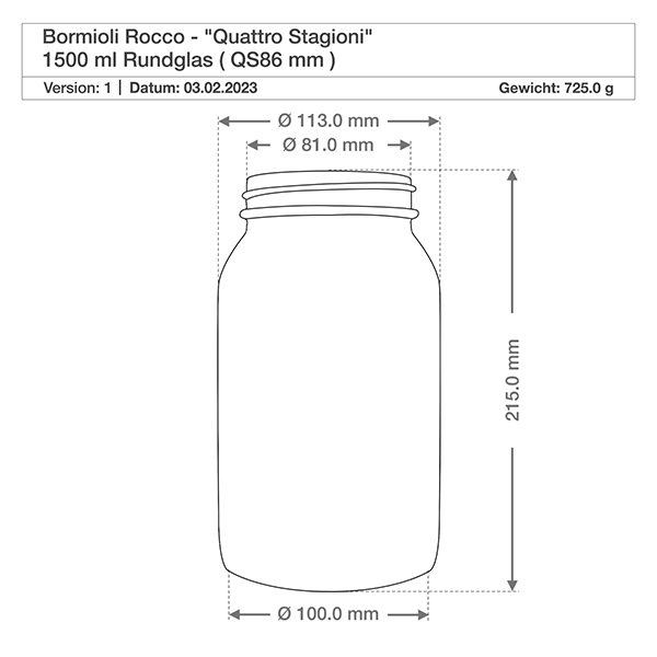 2000ml Rundglas "Quattro Stagioni" mit Deckel