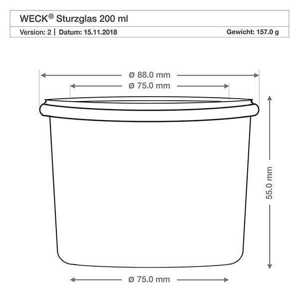 200ml Sturzglas WECK RR80 mit Holzdeckel