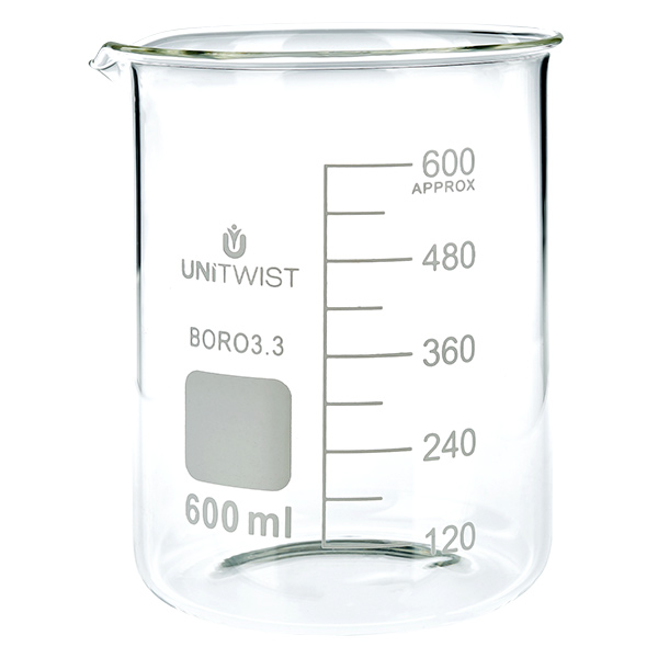 Becherglas 600ml Borosilikat, niedrige Form UNiTWIST