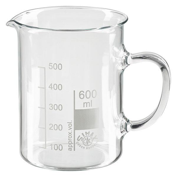 Becherglas 600ml Borosilikatglas, mit Henkel