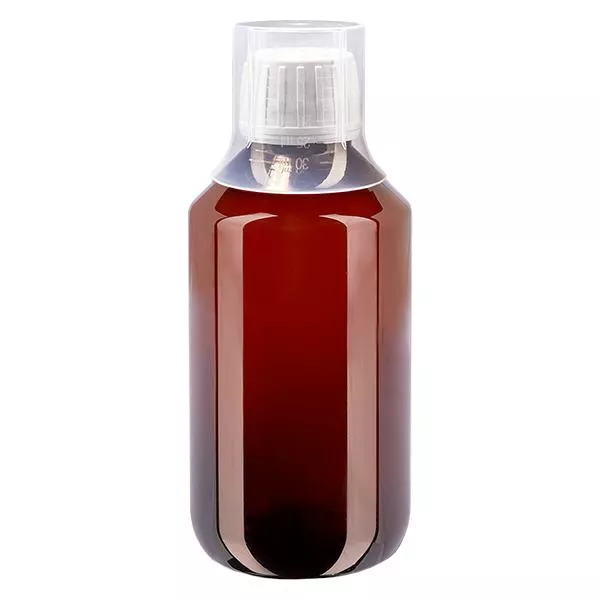 PET Flasche 200ml mit weissem Verschl. OV + Becher