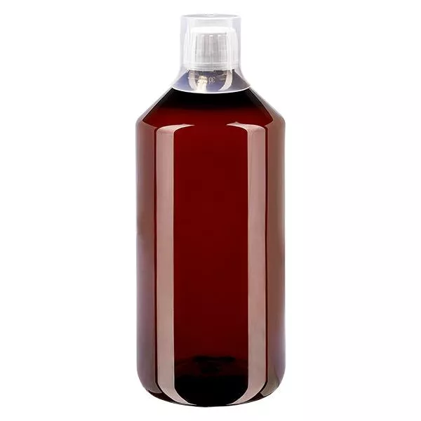 PET Flasche 1000ml mit weissem Verschl. OV + Bech.