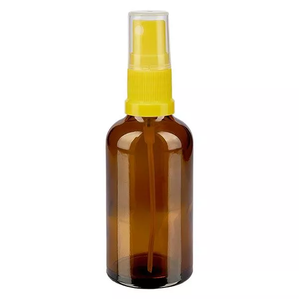 50ml braune Sprayflasche STD gelb/transp. ApoGlas