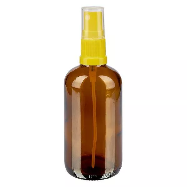 100ml braune Sprayflasche STD gelb/transp. ApoGlas