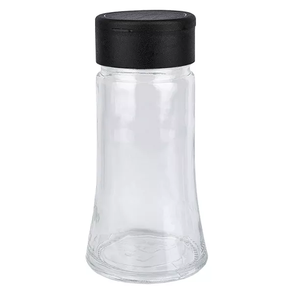 Salz-/Gewürzglas 95ml mit Streuer schwarz