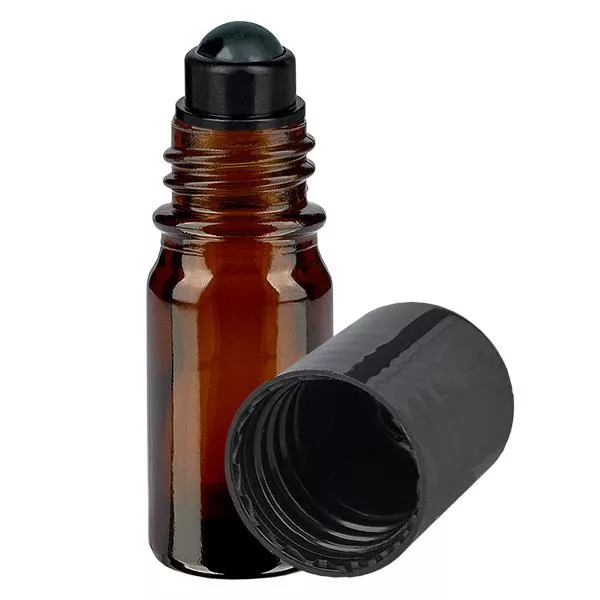 5ml braune Roll-On Flasche STD schwarz ApoGlas
