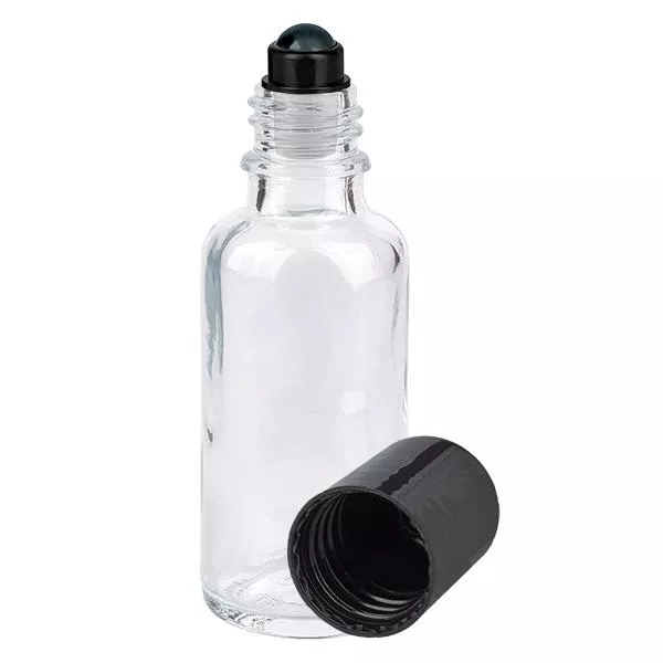 30ml klare Roll-On Flasche STD schwarz ApoGlas