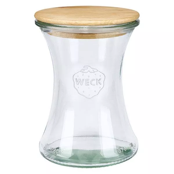 370ml Delikatessenglas WECK RR80 mit Holzdeckel