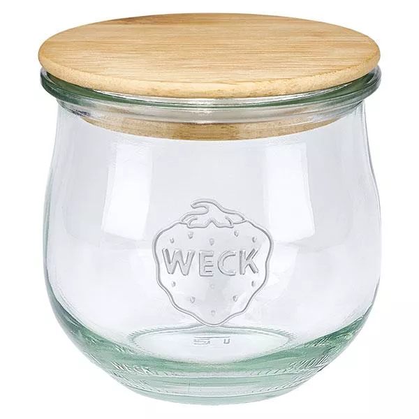 370ml Tulpenglas WECK RR80 mit Holzdeckel