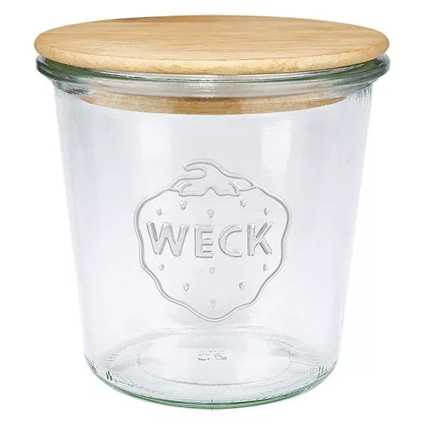 580ml Sturzglas WECK RR100 mit Holzdeckel