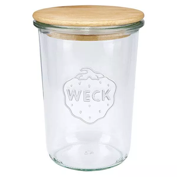 850ml Sturzglas WECK RR100 mit Holzdeckel