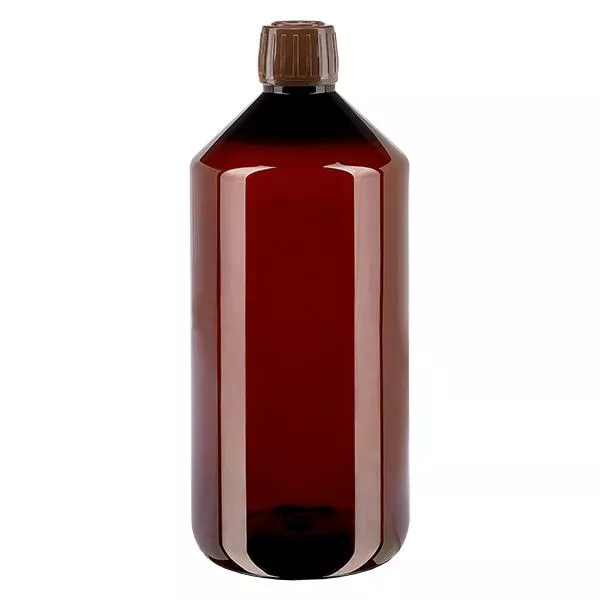 PET Flasche 1000ml mit braunem Verschl. OV