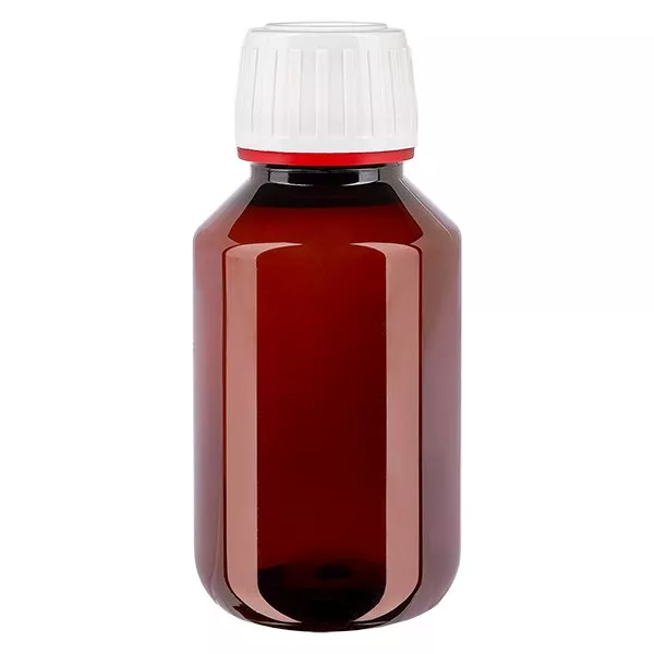 PET Flasche 100ml mit weiss/rotem Verschl. OV