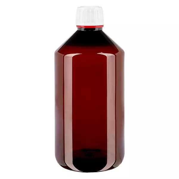 PET Flasche 750ml mit weiss/rotem Verschl. OV