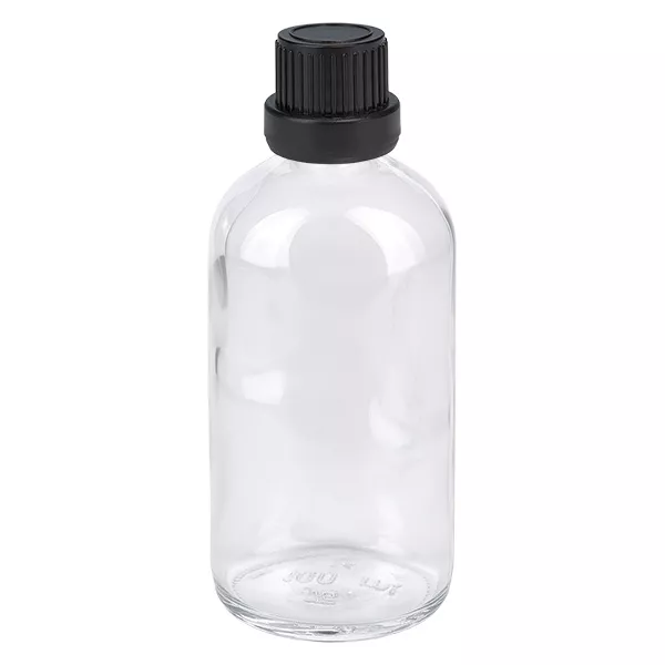 100ml Flasche 11mm SV schwarz OV ClearL. UT18/100