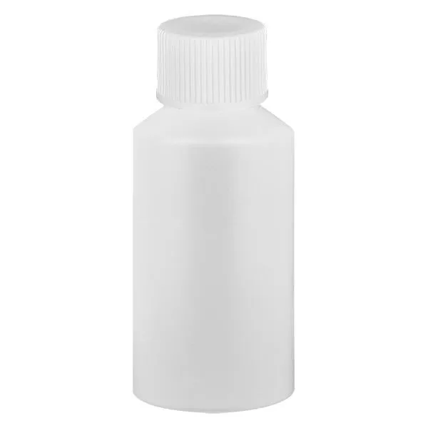 Apothekenflasche HDPE 50ml weiss, mit weissem SV