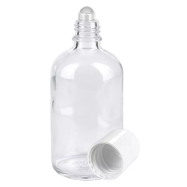 100ml klare Roll-On Flasche STD weiss ApoGlas