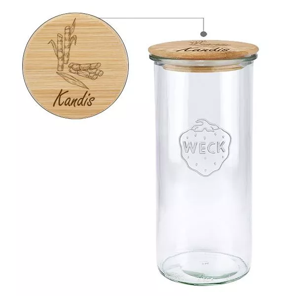 Holzdeckelset "Kandis" mit WECK Sturzglas 1500ml