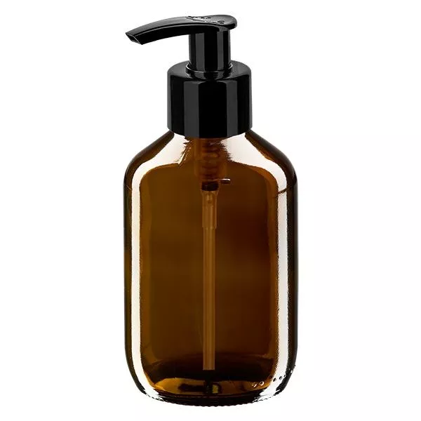 200ml Medizinflasche braun, mit Dispenserpumpe schwarz ApoGl