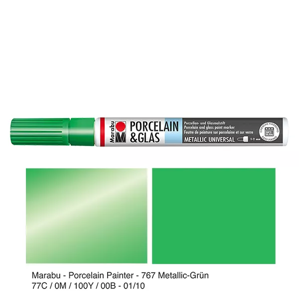 Malstift Metallic-Grün 1-2mm für Glas/Porzellan (767)