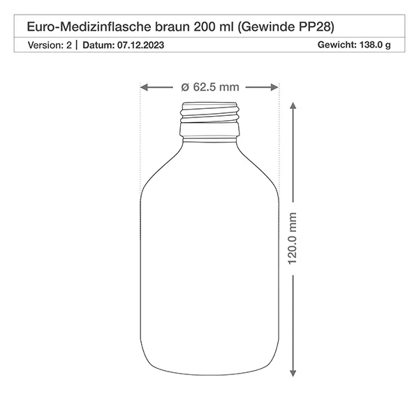 200ml Medizinflasche braun mit Zerstäuber schwarz