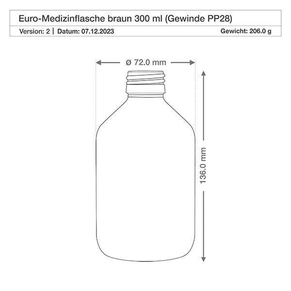 300ml Medizinflasche braun mit Zerstäuber weiss