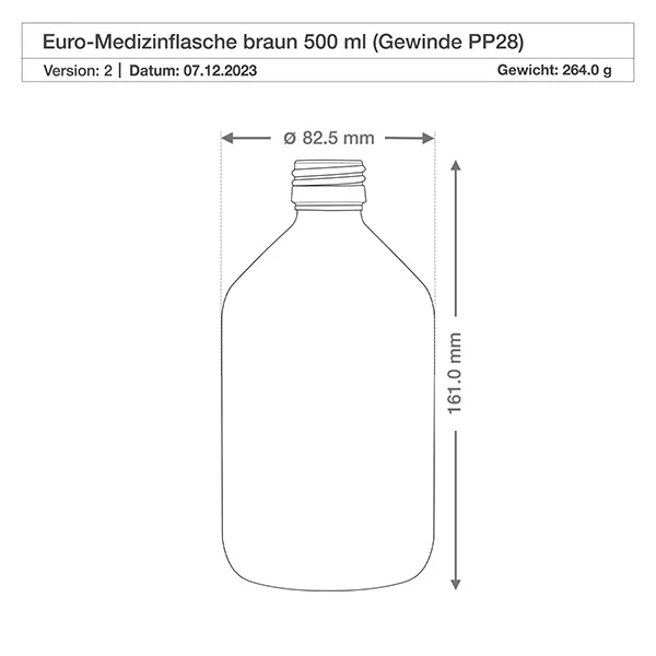 500ml Medizinflasche braun mit Zerstäuber schwarz