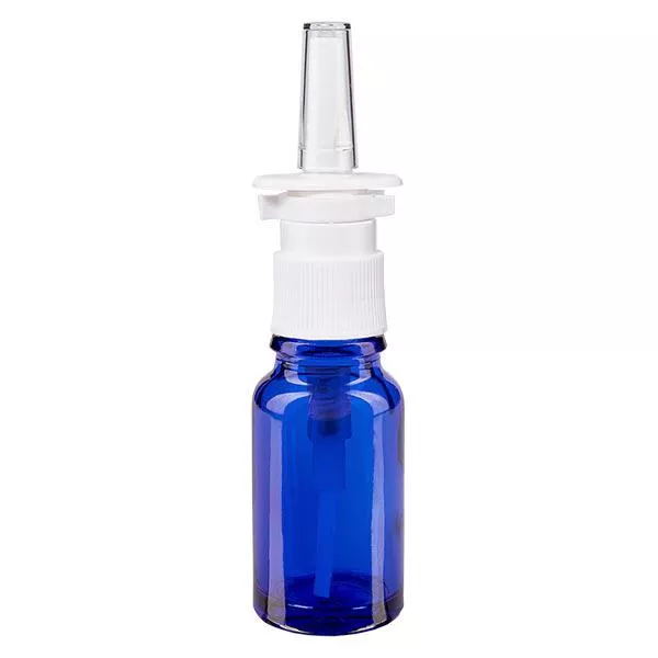 10ml blaue Nasensprayflasche weiss/tr. STD ApoGlas