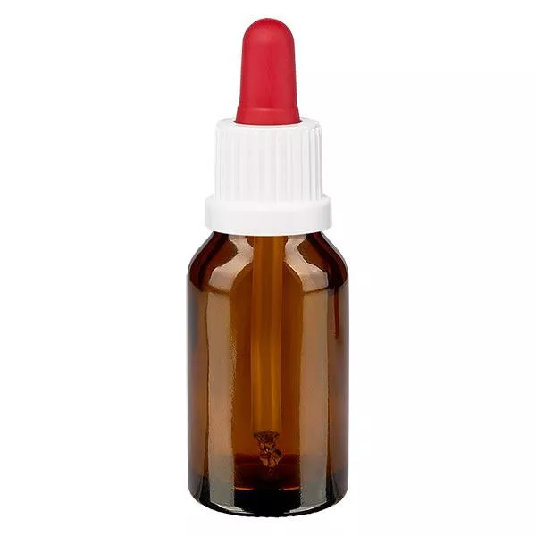 30ml braune Pipettenflasche OV weiss/rot ApoGlas