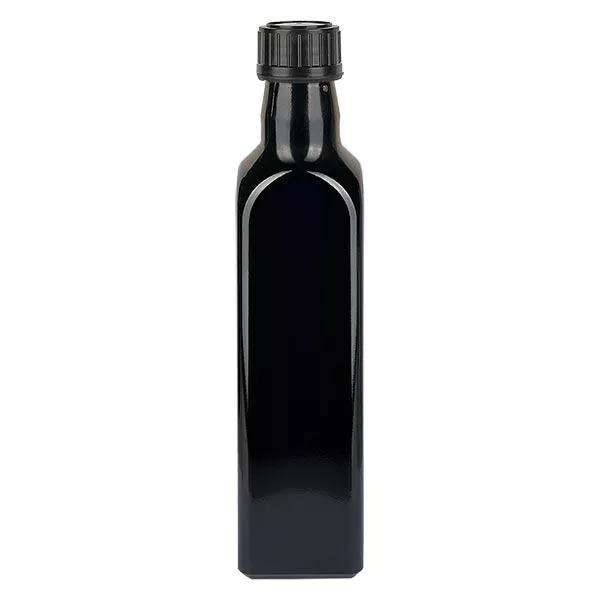 Oelflasche Violettglas 250ml eckig,mit sch.Schraubverschluss