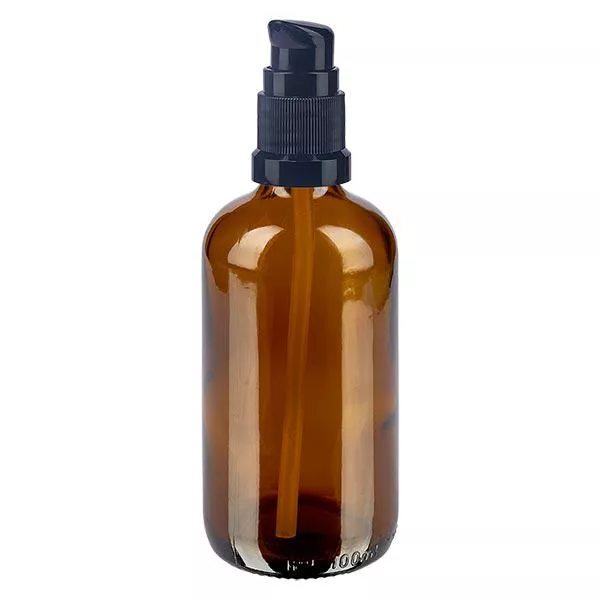 100ml braune Pumpflasche STD schwarz ApoGlas