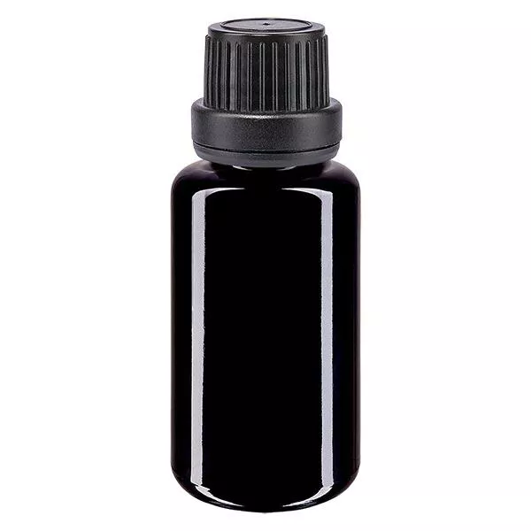 Apothekenfl. viol. 20ml Tropfv. Pr. 2mm schwarz OV