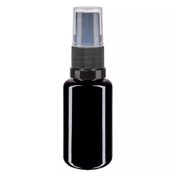 Apothekenfl. viol. 20ml Sprayaufsatz schwarz