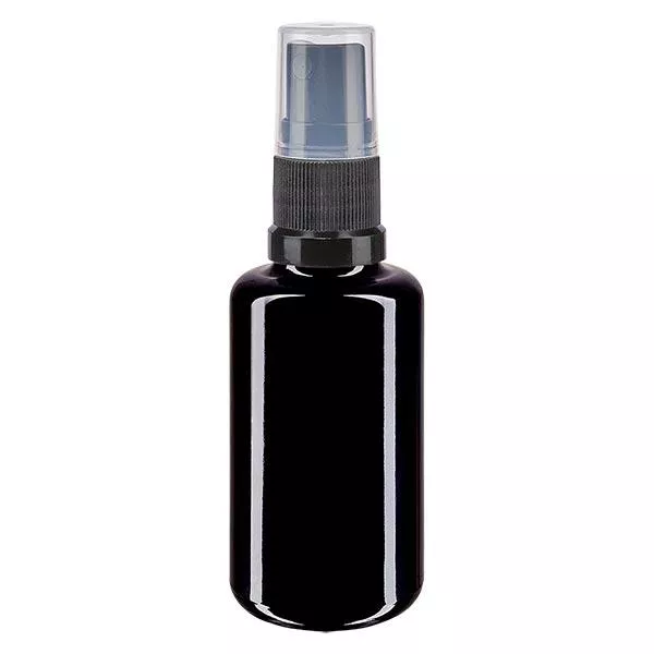 Apothekenfl. viol. 30ml Sprayaufsatz schwarz