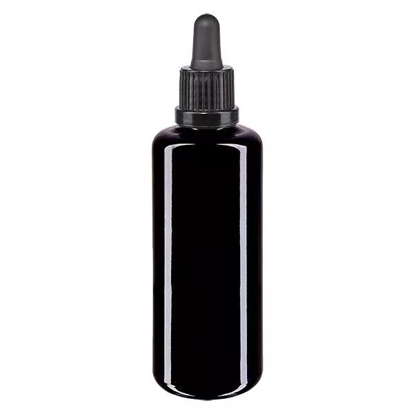 Apothekenfl. viol. 50ml Pipette schwarz OV