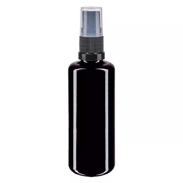 Apothekenfl. viol. 50ml Sprayaufsatz schwarz