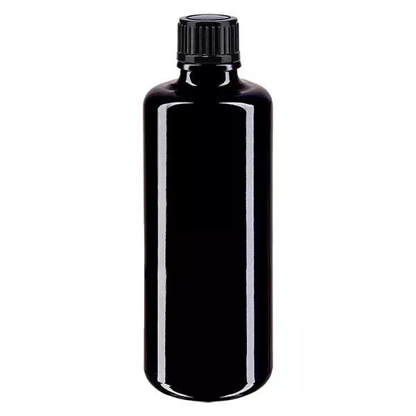 Apothekenfl. viol. 100ml Schraubv. schwarz St