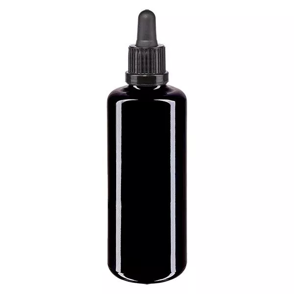 Apothekenfl. viol. 100ml Pipette schwarz OV