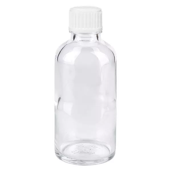 50ml klare (Glo.)Flasche GR STD weiss/3mm ApoGlas