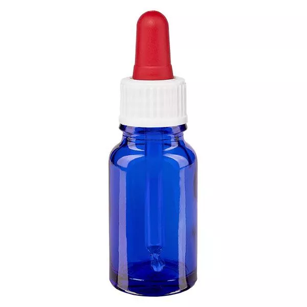 10ml blaue Pipettenflasche ST weiss/rot ApoGlas