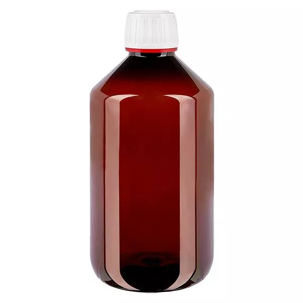 PET Flasche 500ml mit weissem OV fein geriffelt