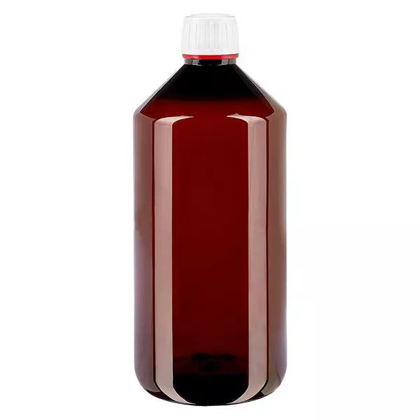 PET Flasche 1000ml mit weissem OV fein geriffelt