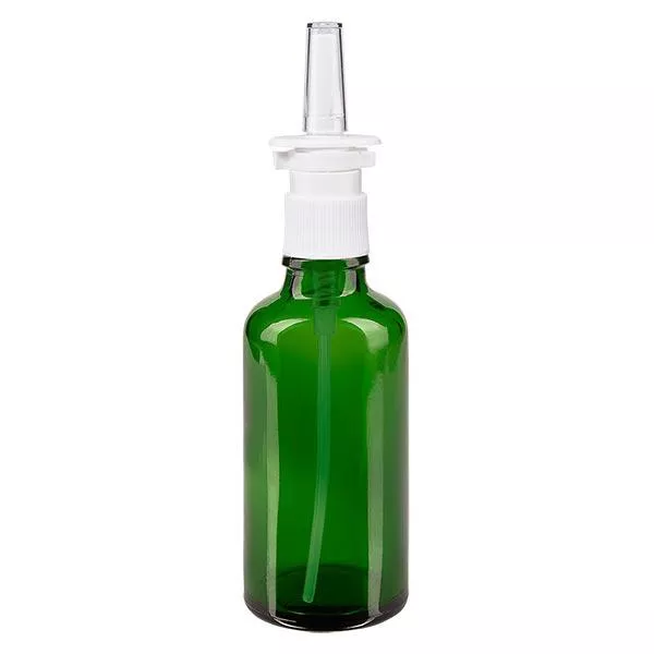 50ml grüne Nasensprayflasche weiss/tr. STD ApoGlas