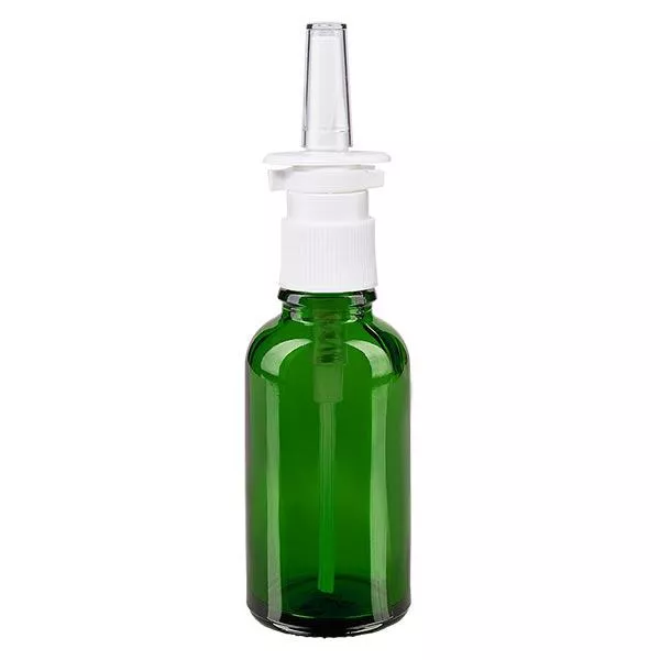 30ml grüne Nasensprayflasche weiss/tr. STD ApoGlas