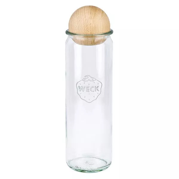 600ml Zylinderglas WECK RR60 mit Holzkugel Buche