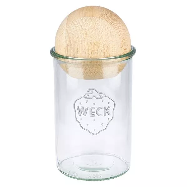 1000ml Sturzglas WECK RR100 mit Holzkugel Buche