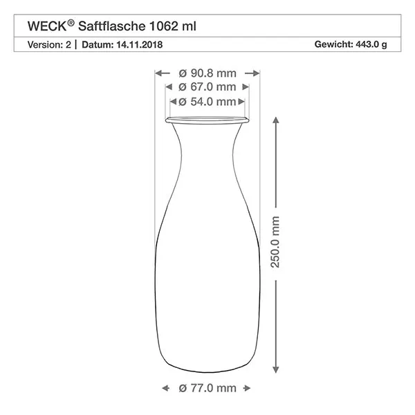 12er Set Weck Gläser 1062ml Saftflasche mit 12 Glasdeckeln